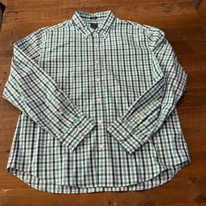 J. Crew Blue and White Plaid Casual Button Down Shirt